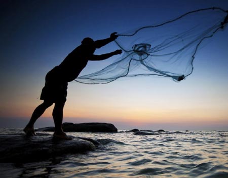 Fisherman casting his net find executive talent