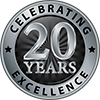 Emblem showing LM Hurley is celebrating 20 years of excellence
